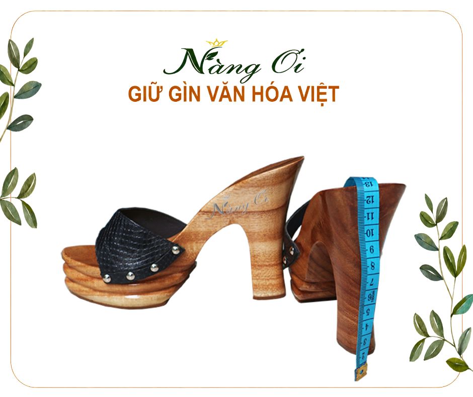 guốc mộc nữ cao 12cm chạm mũi tầng xếp chông nhau lạ mắt